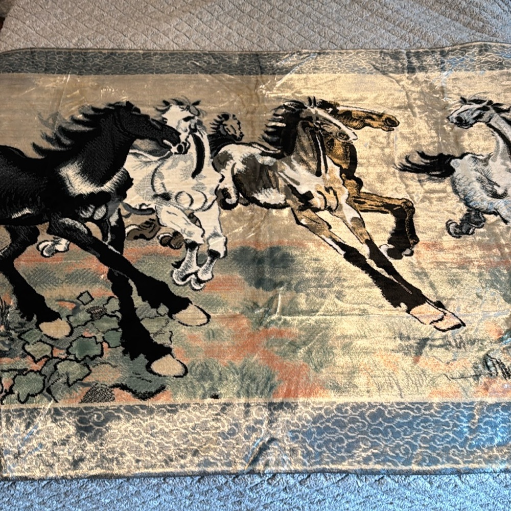 Vintage CHINESE VELOUR WALL TAPESTRY